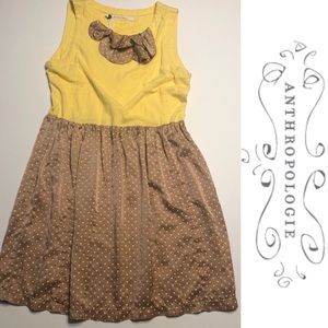 Anthropologie Knitted Dove Yellow Tan Polka Dot
